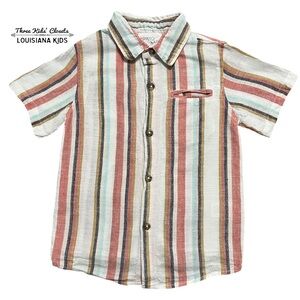 Poppet & Fox 4Y Striped Multicolor Button Down Shirt